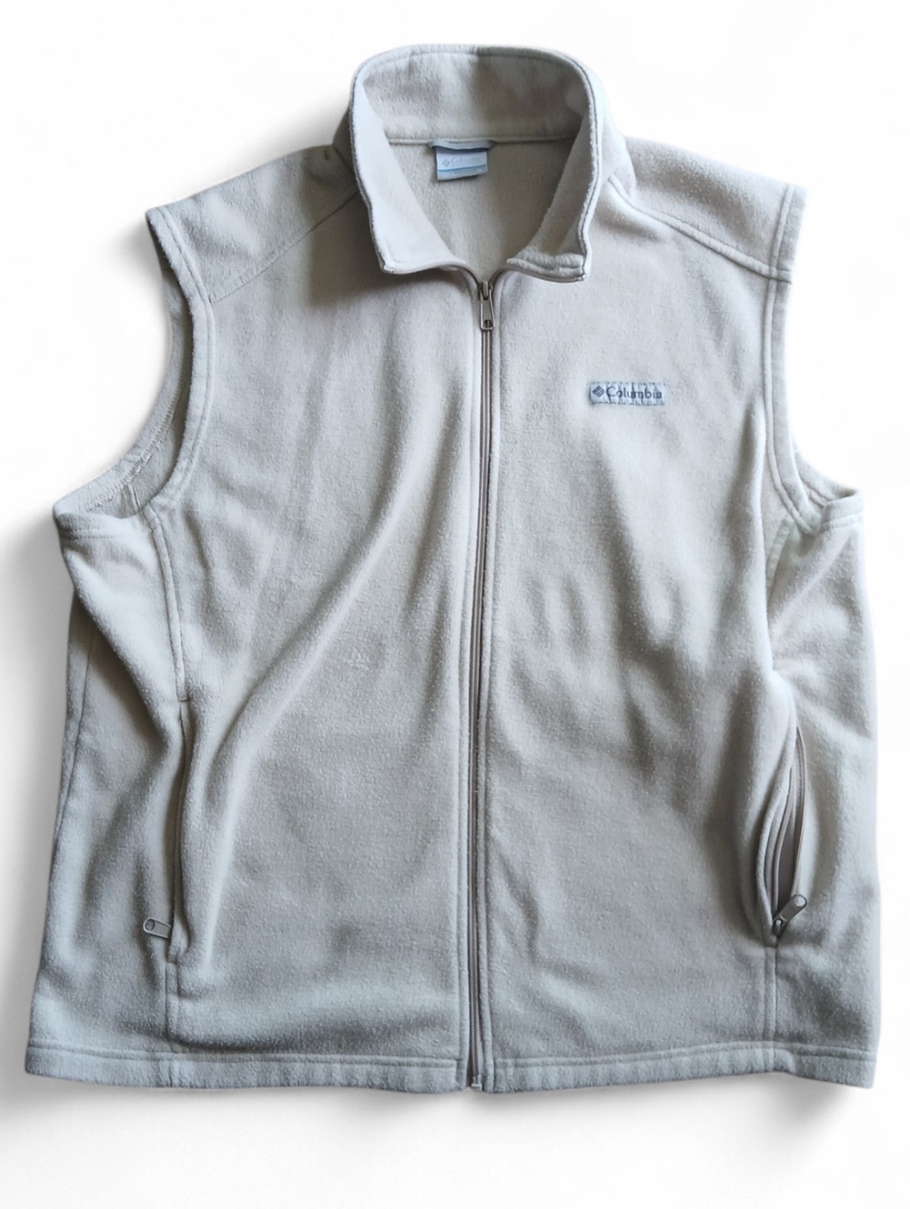 Columbia Mens Size XL Light Gray Zip Fleece Vest
